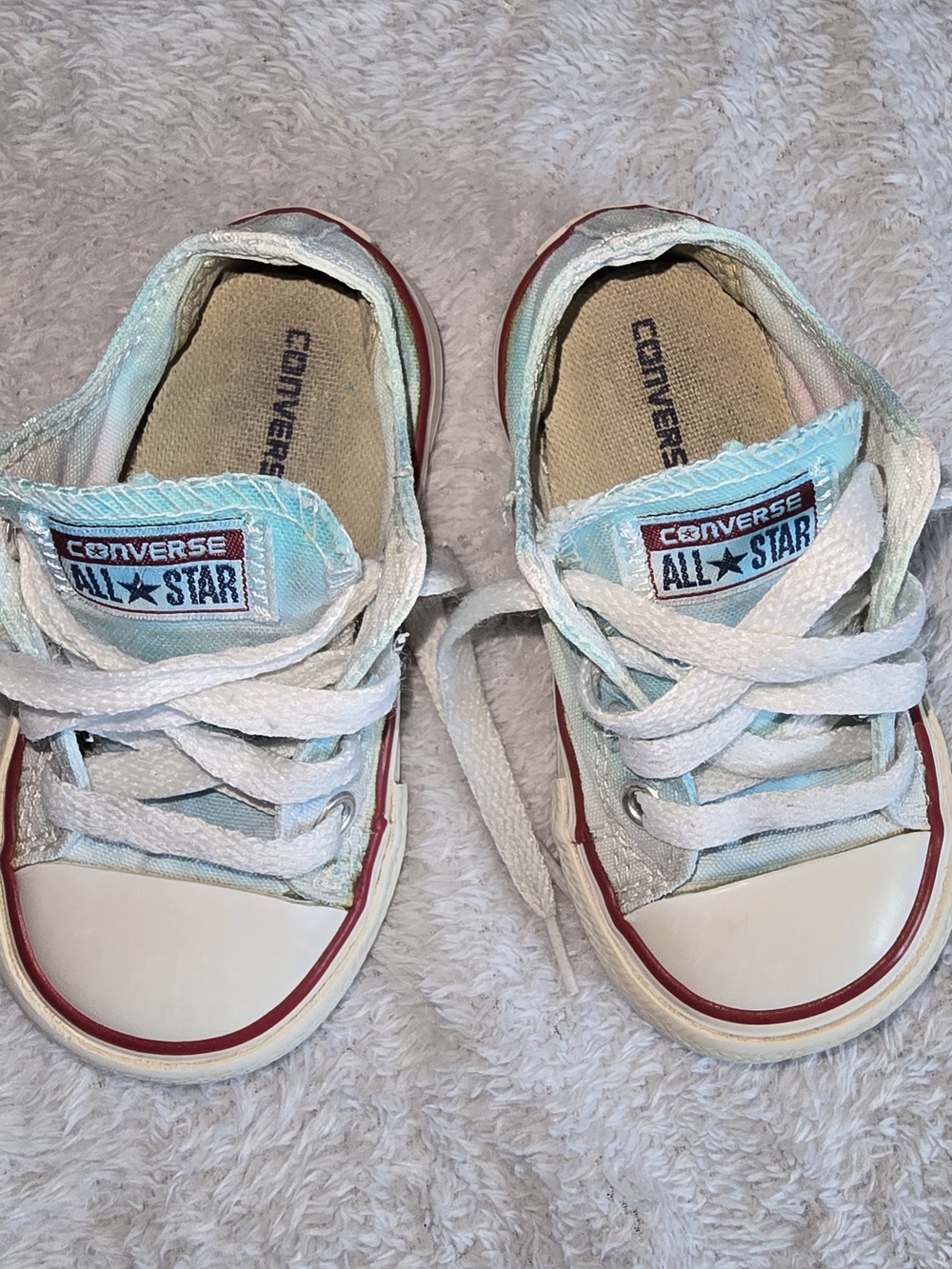Converse Kids Light Blue, Pink and White Pastel Tie Dye Low Top Sneakers